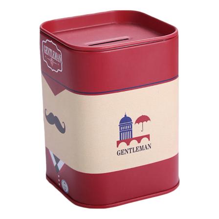 Søt Spargris Metall Kvadrat London Gentleman Tin Penger Spar For Etui For Voksne Barn Jenter Gutter Smykkeboks Oppbevaring For Tank null - 1