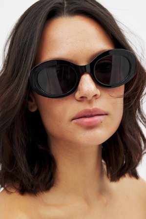 NA-KD Oval Frame Sunglasses - Lunettes de soleil - Noir - One Size