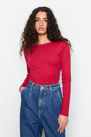 CAMILLA PIHL - Petronella Rib Boatneck - Red SizeS