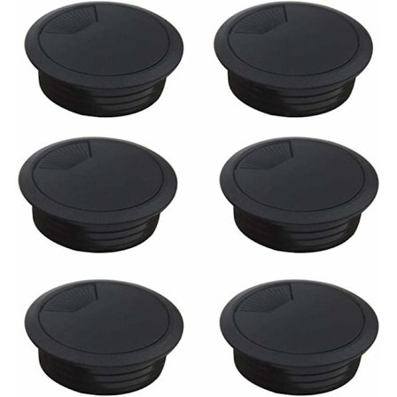 50mm johdon läpivienti, musta pöytäjohdon läpivienti, muovinen läpivienti kaapelitietokonepöydälle, johtojen järjestäjät kannen reiän säilytykseen (6 