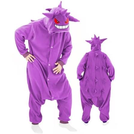 Gengar Kostume Full Body Pyjamas Halloween Jul One Piece Kigurumi Til Mænd Kvinder S