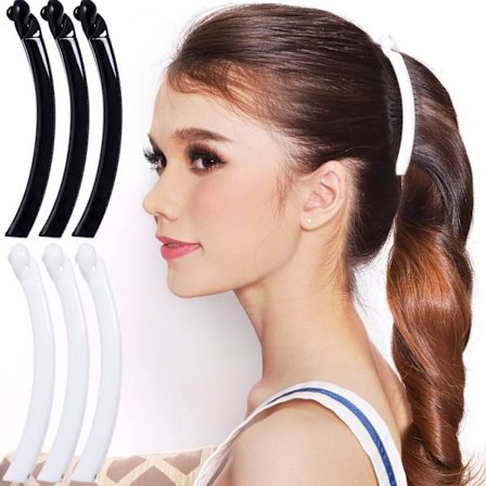 6 stk. slanke banan-hestehaleholdere til kvinder - søde, sikre greb - hårklemmer til piger og damer - skønhed, mode, tilbehør, klemme, spænde, M