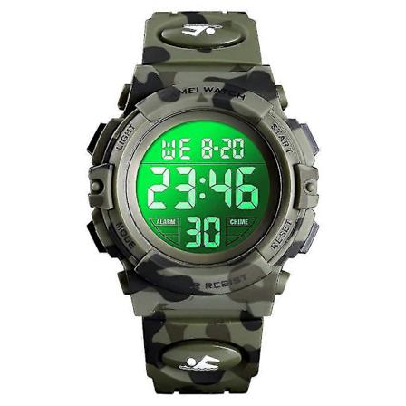 Barne-digitalklokke, Digital Sports 50M Vanntett Led-klokke Alarmklokke Lysende Armbåndsur