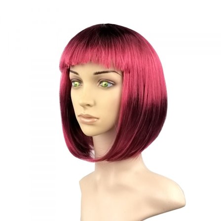Viininpunainen synteettinen peruukki Lyhyt peruukki luonnollisen näköinen suora naisten päivittäinen hiusperuukki cosplay-halloween-joulujuhliin