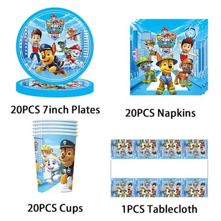 Paw Patrol Fødselsdagsdekoration Festartikler Sæt Balloner Baggrund Tallerken Kop Kagepynt Paw Patrol Klistermærker Festartikler Børn