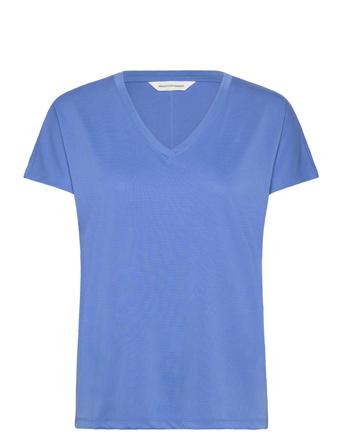 Mschfenya Modal V Neck Tee Blue MSCH Copenhagen