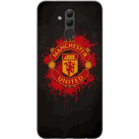 Kompatibelt Mobildeksel til Huawei Huawei Mate 20 lite Manchester United logo i rød og gul farge med røff sportslig bakgrunn