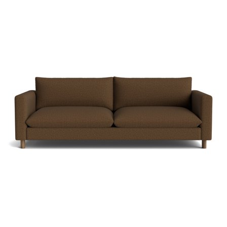 Rummelig Oviedo 3 personers sofa - Montreal Brun - 250x111x85cm - Komfortabel & Elegant 3 personers sofa med olierede egetræsben - Perfekt til hygge