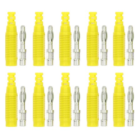 10 Sett Banan Hannplugg Messing PA Jack-kontakt Presspasningsisolasjonsrør Probeadapter J.10031 Gul