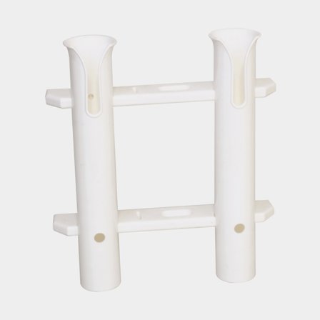 Soporte para cañas de pescar para barco (lateral), para 2 cañas de pescar, plástico resistente a UV, blanco