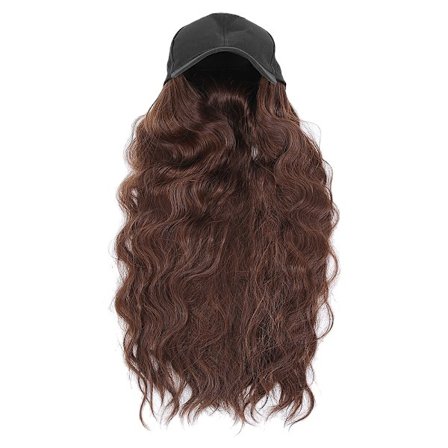 Baseballkeps med långa vågiga hårperuker Fashion Women Girl Hat Wig Ljusbrun
