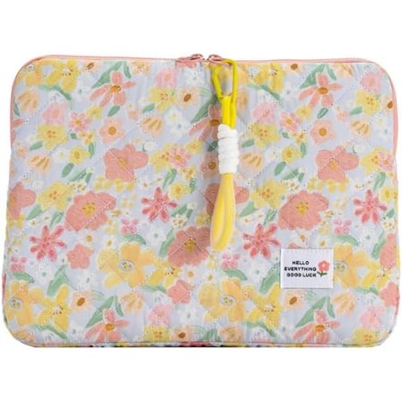 Sød blomstret bærbar computertaske piger Preppy laptop etui japansk æstetik pude beskyttende tablet (pink, 13 tommer)