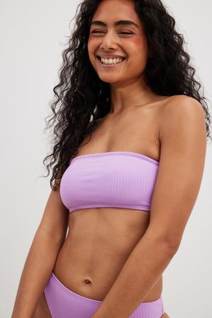Lima Ché x NA-KD Haut de bikini bandeau côtelé - Bikinis - Violet - Medium