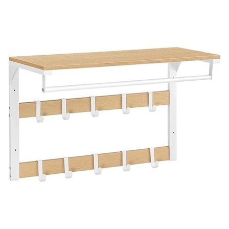 Hattehylle med kleshenger - Hvit/tre