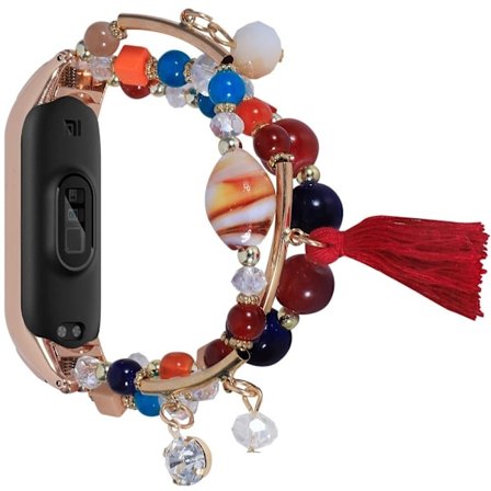 Xiaomi Mi Smart Band 7 klockarmband med snygga pärlor och tofsar - Färgstark