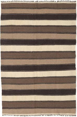 Tissé À La Main Kilim Tapis 135X210 Persan De Laine Marron/Orange Petit