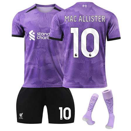 23-24 Liverpool Second Away fotbollströja Set No.10 MAC ALLISTER Fotbollsuniform för vuxna barn med strumpor C