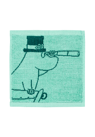 Arabia Mumin handduk 25x25 Muminpappa blågr. GOTS Badrumstextilier Grön CM