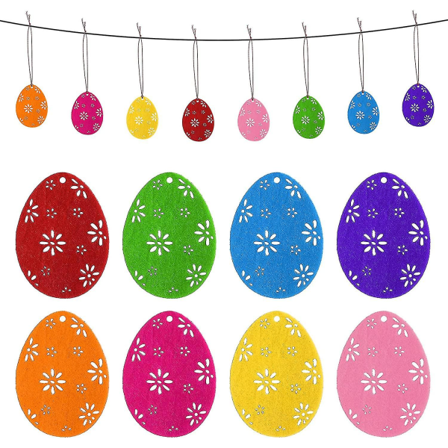 48 Stykker Filt Påskeeggoppheng Påske Tre Ornamenter Eggformet Henge Ornament Påske Tre Dekorasjoner For Vår Påskefest Hjem Dekor Favoritt