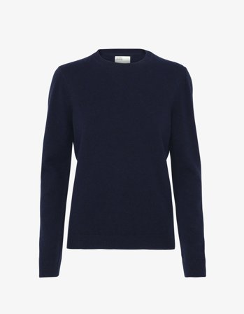 Women Light Merino Wool Crew - Navy Blue - S