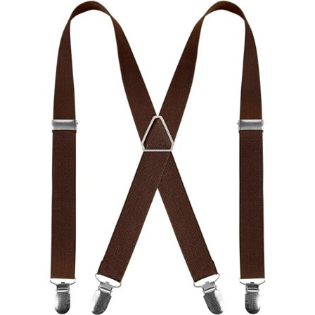 4 Clips X-Formet Mænds Seler Justerbare Elastiske Mænds Bukser Seler Mænds Bryllup Formelle Casual Seler (Kaffe)