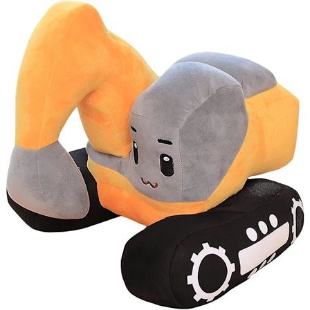 Plush Excavator Legetøjslastbil Sød Tegneserie Gravemaskine Pude (Gul)