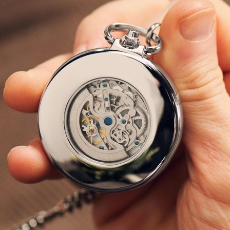Easton | Reloj de bolsillo automático plateado para hombres - Relojes de bolsillo