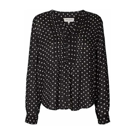 Lolly's Laundry, Helena Shirt - Dot Print Zwart, Dames, Maat:L,Viscose
