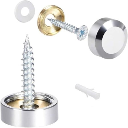 8 stk. speilskruer dekorativ hette 16 mm