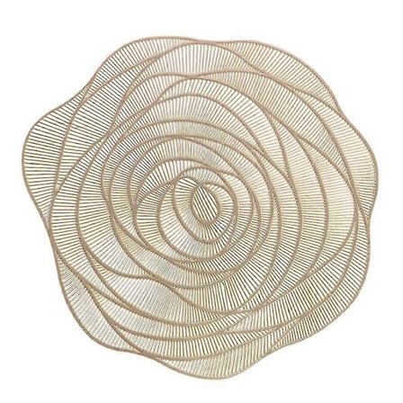 Spisebrikke | Spisebrikker til spisebord | Vaskbar og sklisikker spisebrikke - Pakke med 4 (Gullblomst-brikke), 38*38cm