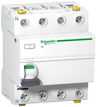 Schneider Electric Acti 9 iID Jordfeilbryter A, 4-polet 80 A, 30 mA, Stikkontakter & kabler