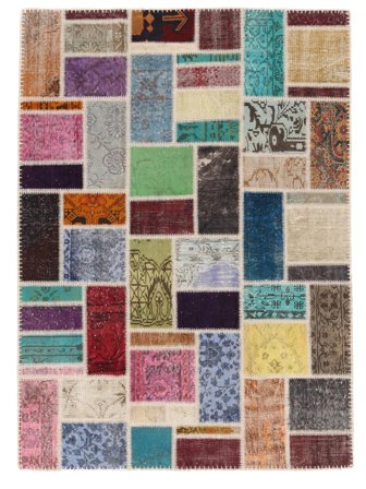 Handgeknüpft Patchwork Teppich 146X199 Dunkelrot/Braun