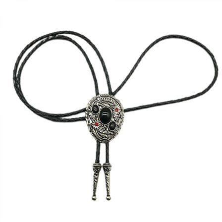 Svart Naturlig Turkos Blommönster Bolo Slips Western Cowb