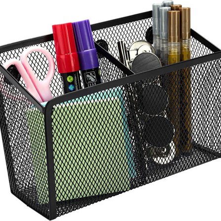 Magnetisk penneholder, 2 rum, mesh rustfrit stål, 2 rum KLB