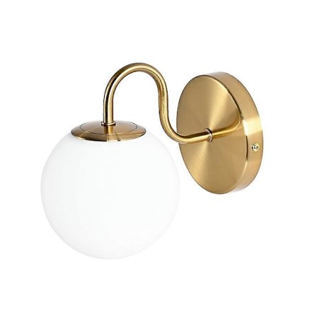 Vägglampa för sovrum, mjölkvitt klotglas