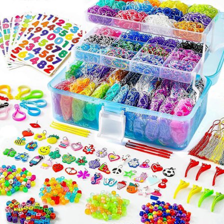 [LCS] 28 Farver Elastikbåndsarmbåndssæt med 600 S-clips & 40 Vedhæng til Børn