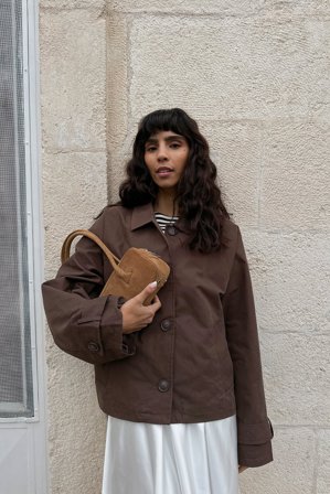 NA-KD Trench court coupe carrée - Trenchcoats - Brun - EU 44