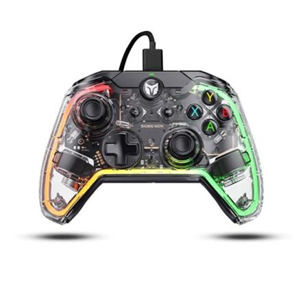 C1 Lite -peliohjain Läpinäkyvä RGB langallinen ohjain kytkimelle / Win10 / Win11 ja takaisin painikkeilla 1,8 m Type-C kaapeli