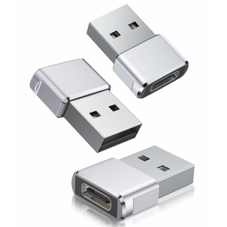USB til USB C-adapter 3-pakning, Type C hunn til USB A hann-konverter
