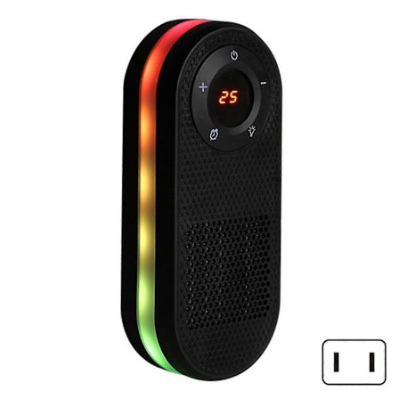 500-1000W Bærbar Varmeovn, Keramisk Plug-in Varmeovn, Elektrisk Vifteovn med Fjernkontroll, 5-Farget Nattlys, 12H Timer, LED-Display, 2 