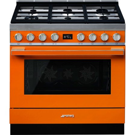 Smeg CPF9GPOR Portofino gaskomfur, orange | KitchenOne