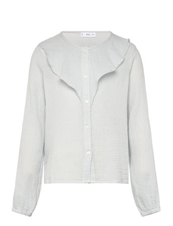 Mango Crinkled Ruffle Shirt - Grey - 9