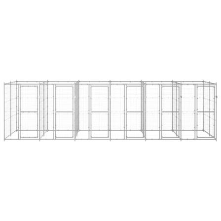 Vidaxl Hundgård För Utomhusbruk Galvaniserat Stål 14,52 M² Silver