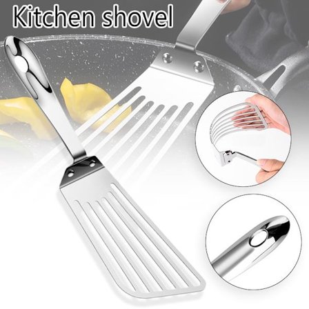 Rustfrit stål med håndtag Stege Grill Spatel Bagning Pizza Til Camping Køkken