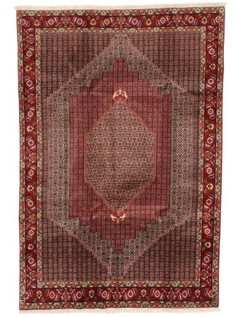 Senneh Fine Teppich Handgeknüpft 196X289 Dunkelrot/Schwarz Persien/Iran