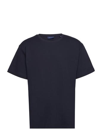 Waffle Texture T-Shirt T-shirts Short-sleeved Marineblå GANT*Betinget Tilbud