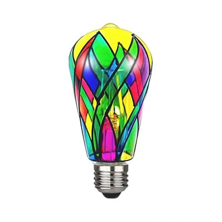 LED Farvet Pære 4W E26 Sokkel ST19 Farvet Glas Til Dekoration Hjemmebelysning Have Altan 1-pak One Size Grøn_tfrf One Size Green