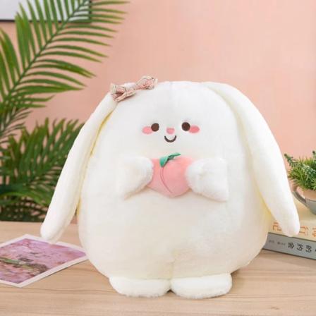 20-45 cm Kawaii fet kanindocka Plyschleksak Mjuk fylld långöronkanin håller persika roliga leksaker för barn Flickor Födelsedagsjulpresent 20cm bunny