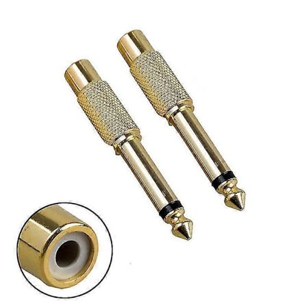 2 stk. 6,35 mm 1/4" Mono Han Jack Til Rca Hun Stik Audio Adapter Kabel Konverter Hfmqv