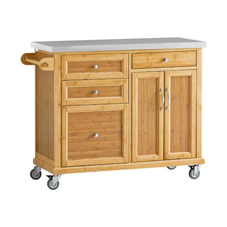 SoBuy Køkkenø med 4 skuffer i træ 115x46x91cm, funktionel FKW70-N